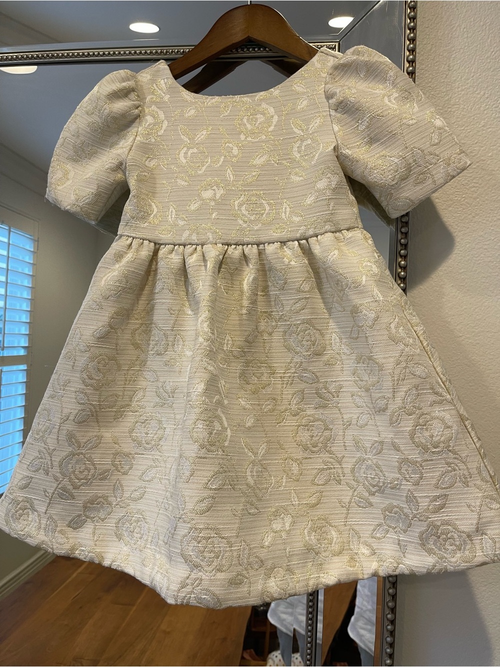 Janie and Jack classic Ivory Floral Jacquard Kids Dress size 6